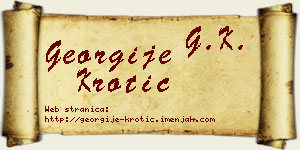 Georgije Krotić vizit kartica
